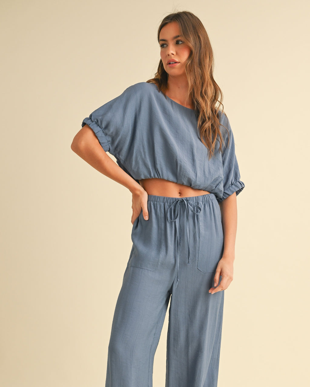 Daydream Cinched Waist Top | Ocean Blue