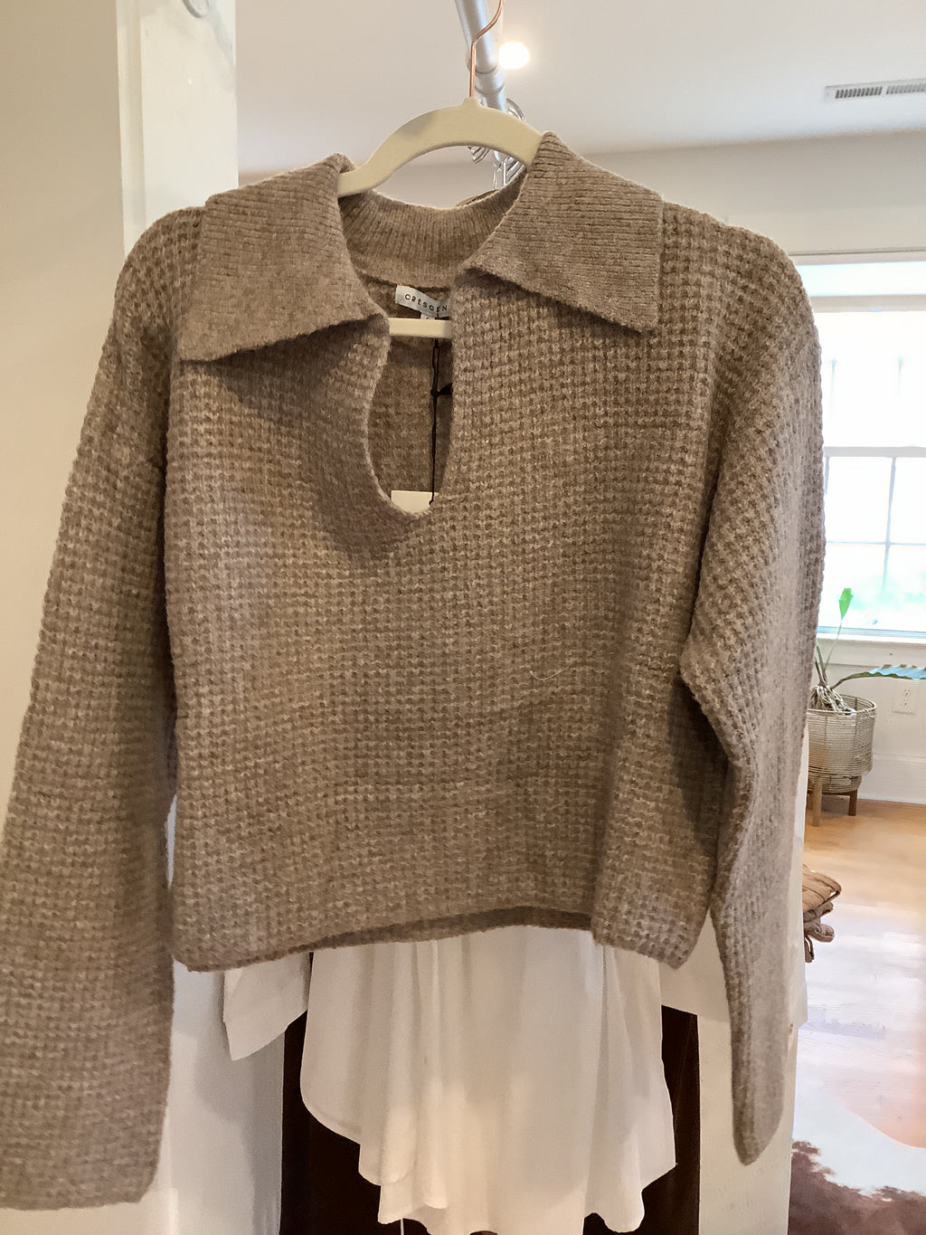 Waffle cropped sweater