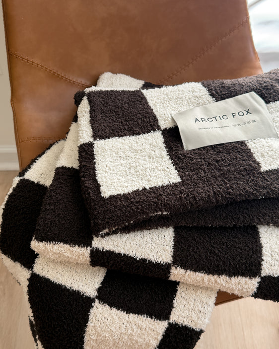 Cancelled Plans Checkerboard Blanket | Espresso