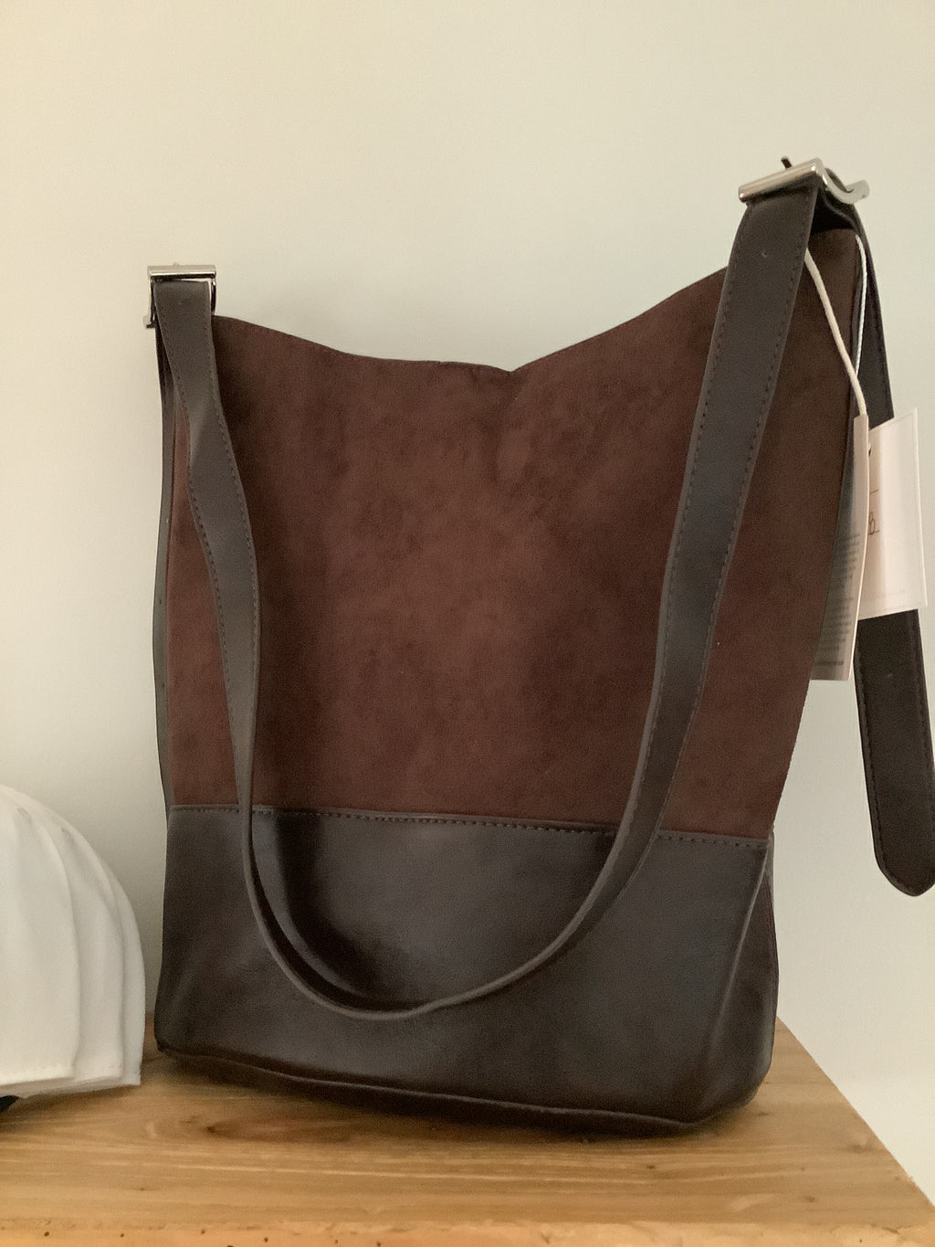 Large suede bucket tote