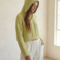 Dusty Lime Knit Hoodie