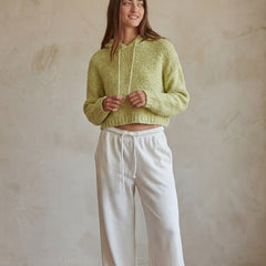 Dusty Lime Knit Hoodie