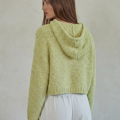 Dusty Lime Knit Hoodie