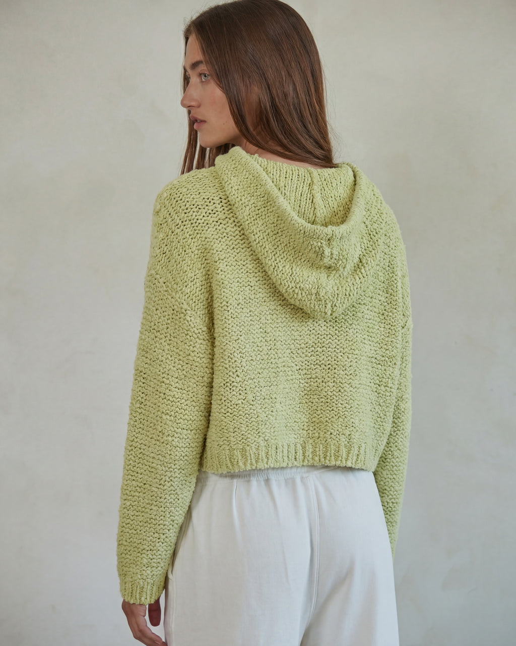 Dusty Lime Knit Hoodie