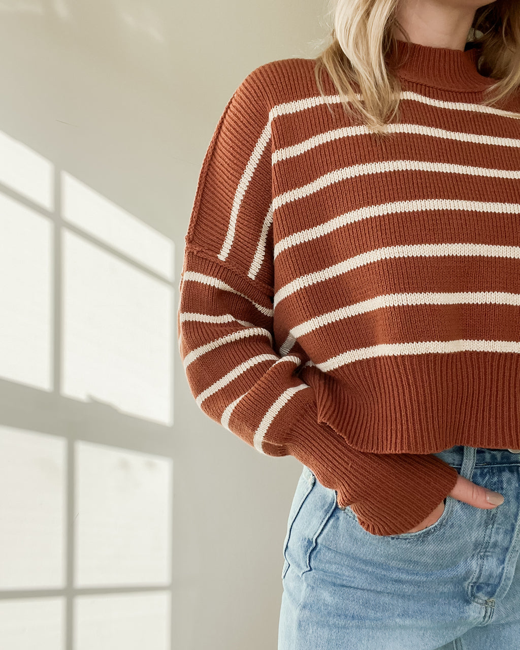 Silent Mode Camel Cropped Sweater