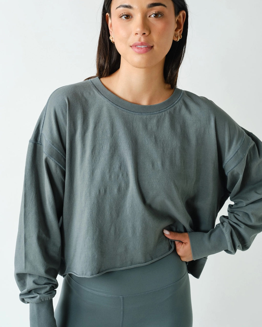 Double Take Long Sleeve Tee | Eucalyptus