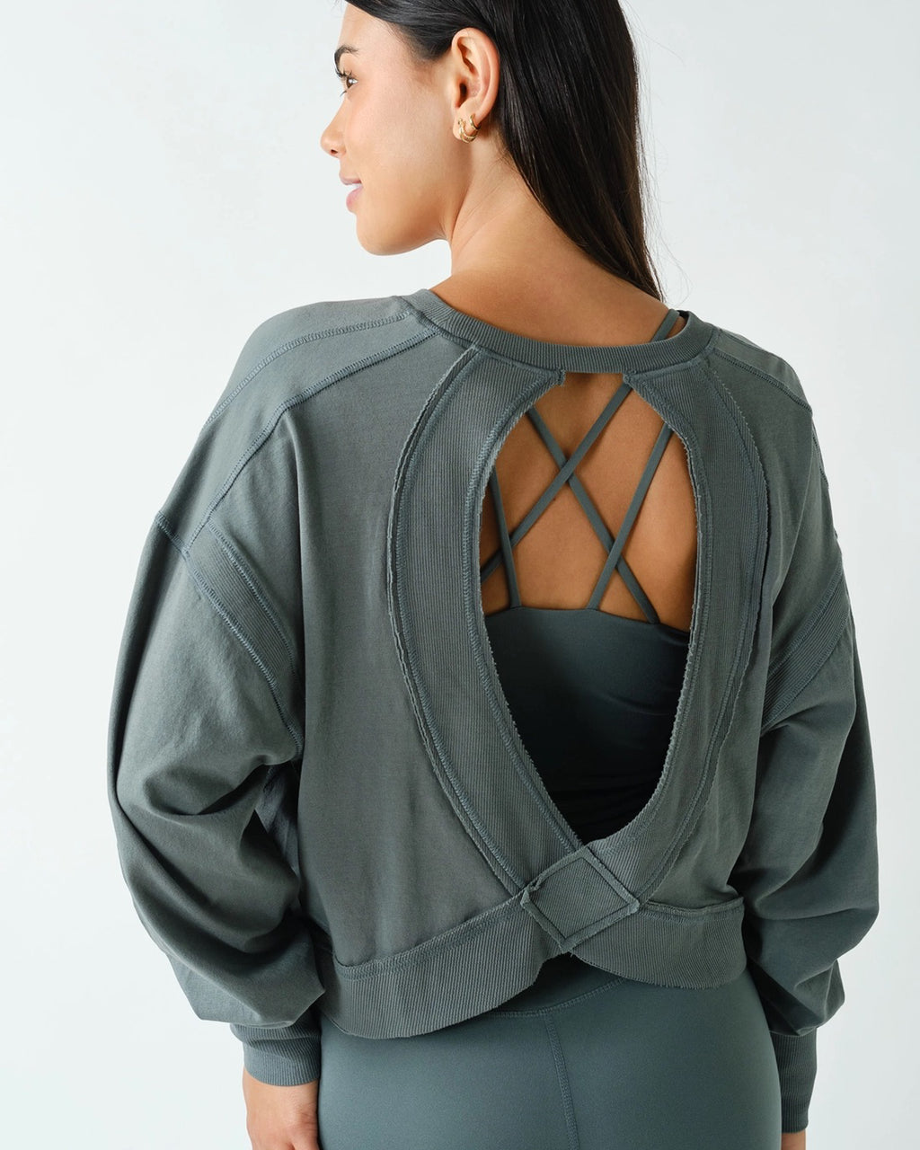 Double Take Long Sleeve Tee | Eucalyptus