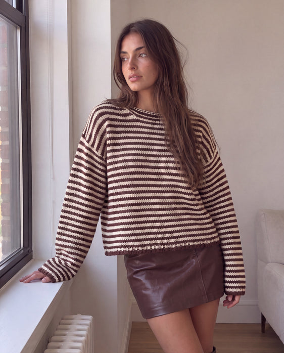 Sullivan Striped Sweater | Chocolate