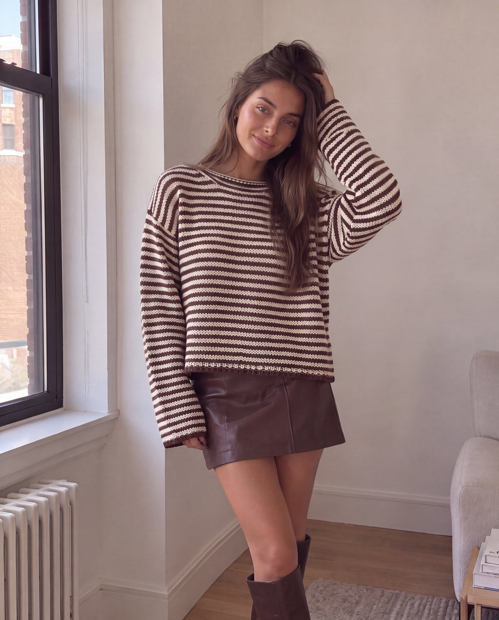 Sullivan Striped Sweater | Chocolate