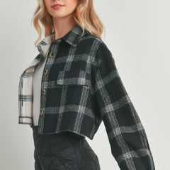 Color Block Cropped Flannel