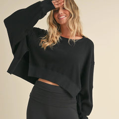 Lounge Luxe Cropped Crew | Black