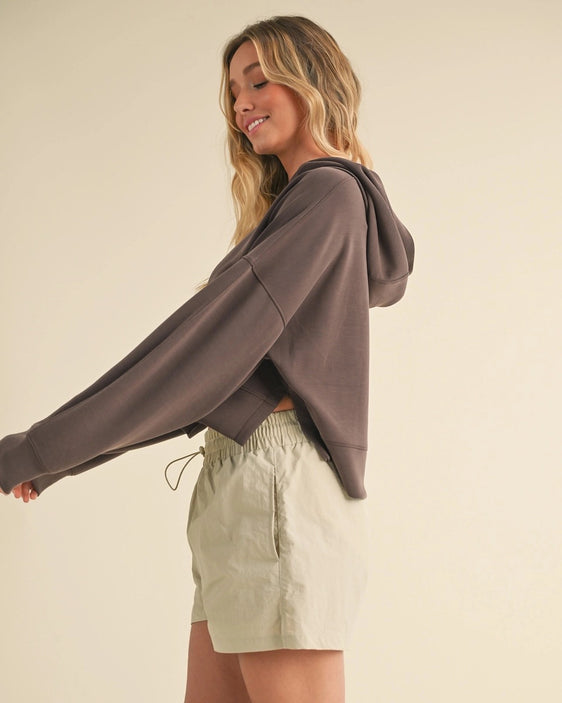 Cloud Comfort Cropped Hoodie | Brown