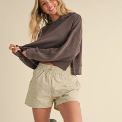 Cloud Comfort Cropped Hoodie | Brown