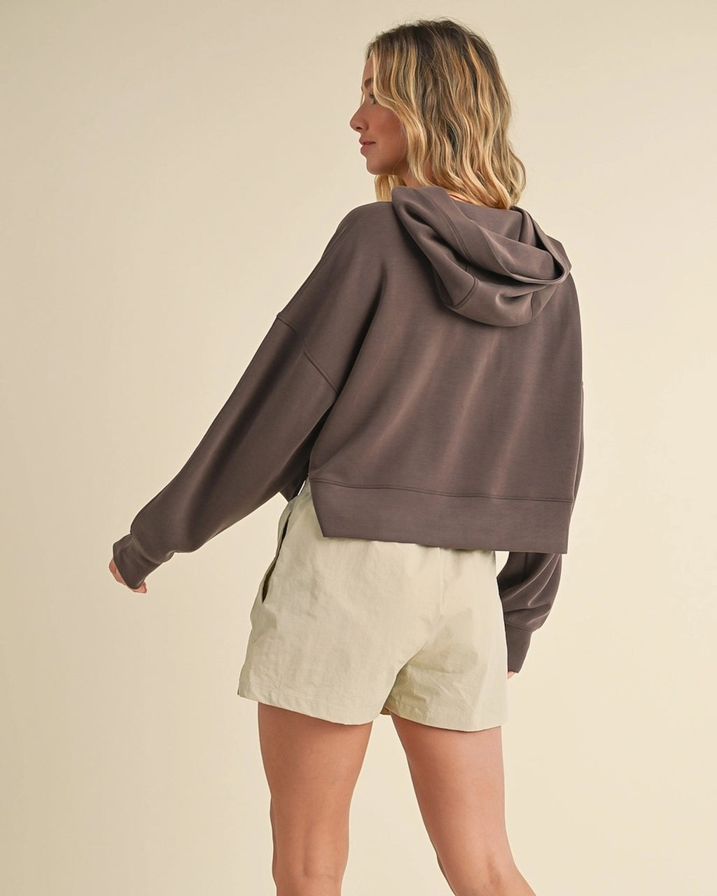 Cloud Comfort Cropped Hoodie | Brown