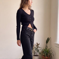 Plot Twist Ribbed Cardigan | Black