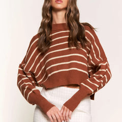 Silent Mode Camel Cropped Sweater
