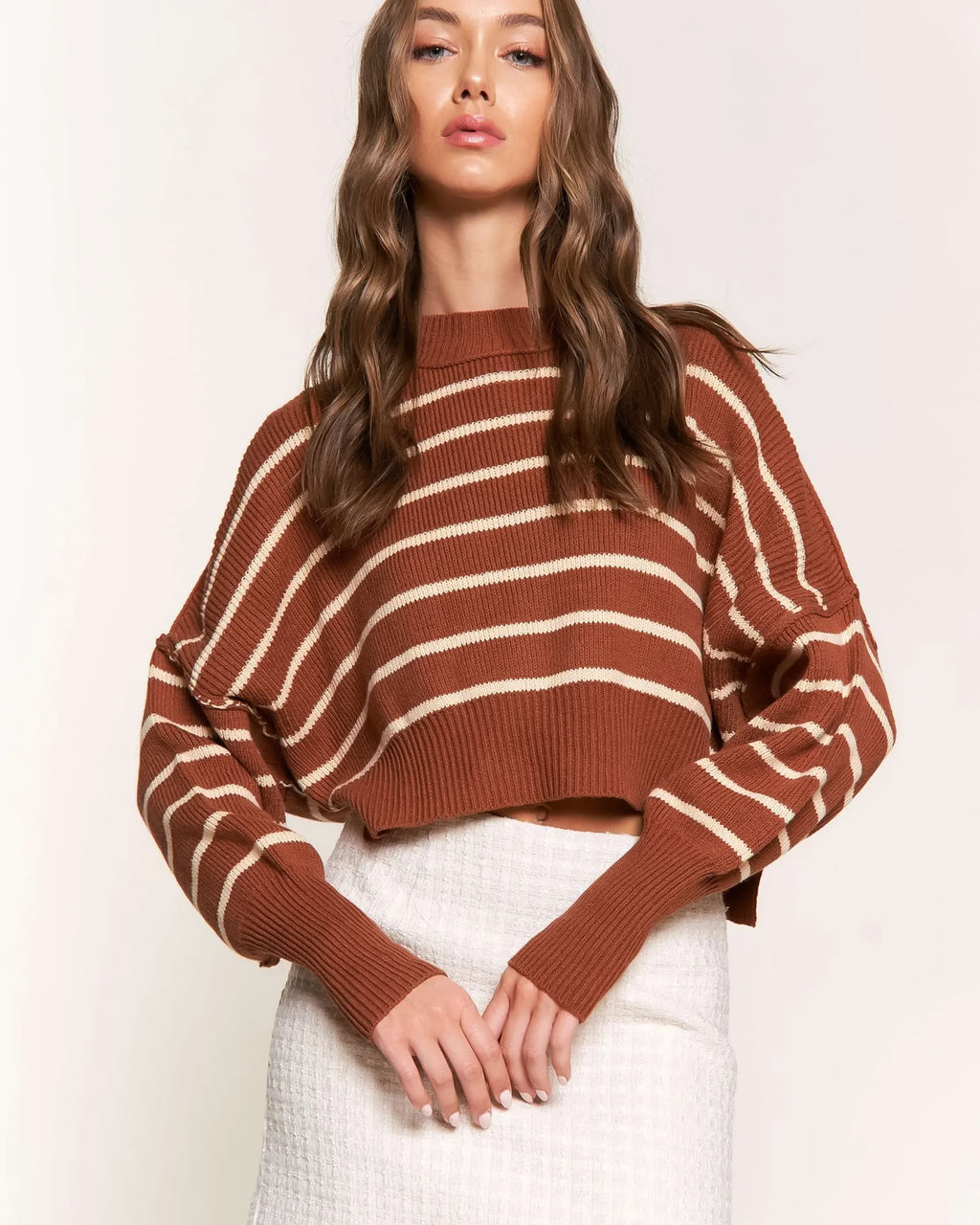 Silent Mode Camel Cropped Sweater