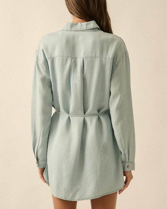 Lightweight Denim Button Front Romper