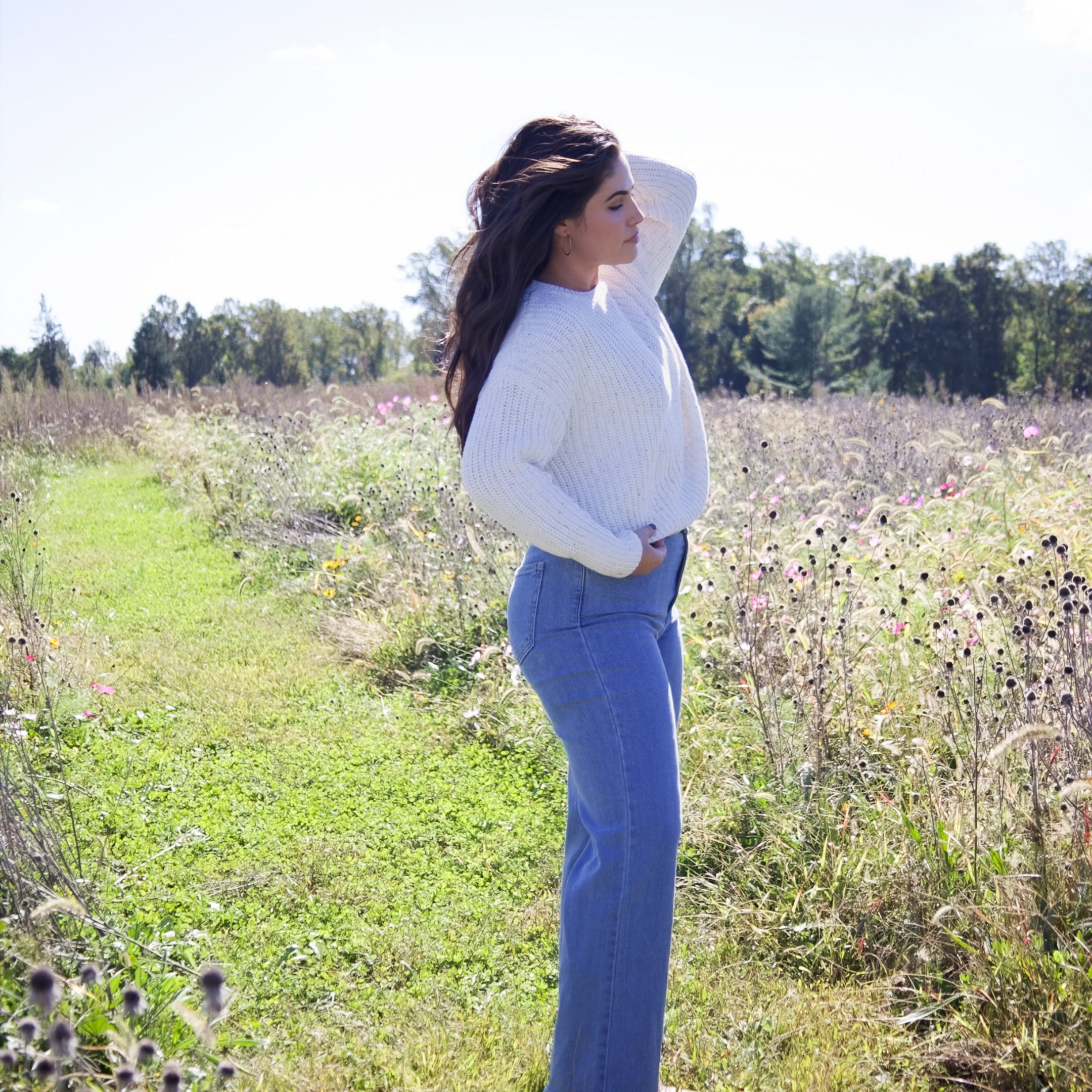 Cozy Chunky Knit Sweater | Speckled White