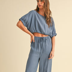 Daydream Cinched Waist Top | Ocean Blue