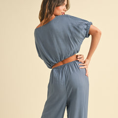 Daydream Cinched Waist Top | Ocean Blue
