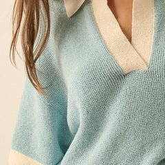 Stay Awhile Collard Knit Tee | Blue