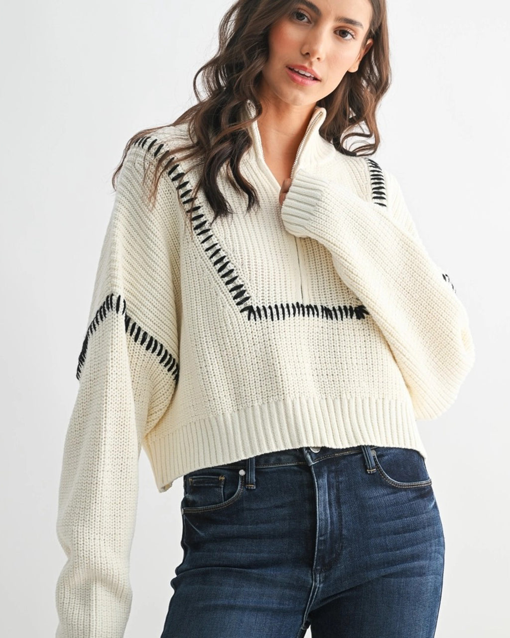 Snowbound Stitch Half Zip Sweater