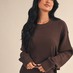 Lounge Luxe Cropped Crew | Chocolate