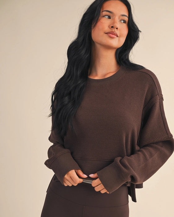Lounge Luxe Cropped Crew | Chocolate