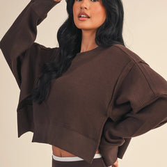 Lounge Luxe Cropped Crew | Chocolate