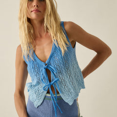 Sunwashed Crochet Tank | Blue