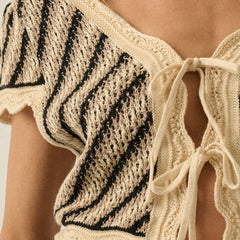 Daytrip Crochet Tie Top | Black & Tan