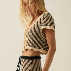 Daytrip Crochet Tie Top | Black & Tan