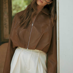 City Stroll Cropped Leather Jacket