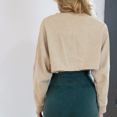 Cream Cropped Sweatshirt