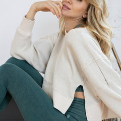 Lounge Luxe Cropped Crew | Cream