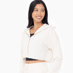 Cropped Zip Up Hoodie | Natural