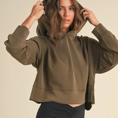 Cloud Comfort Cropped Hoodie | Olive