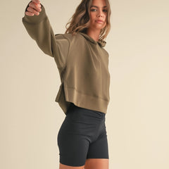 Cloud Comfort Cropped Hoodie | Olive
