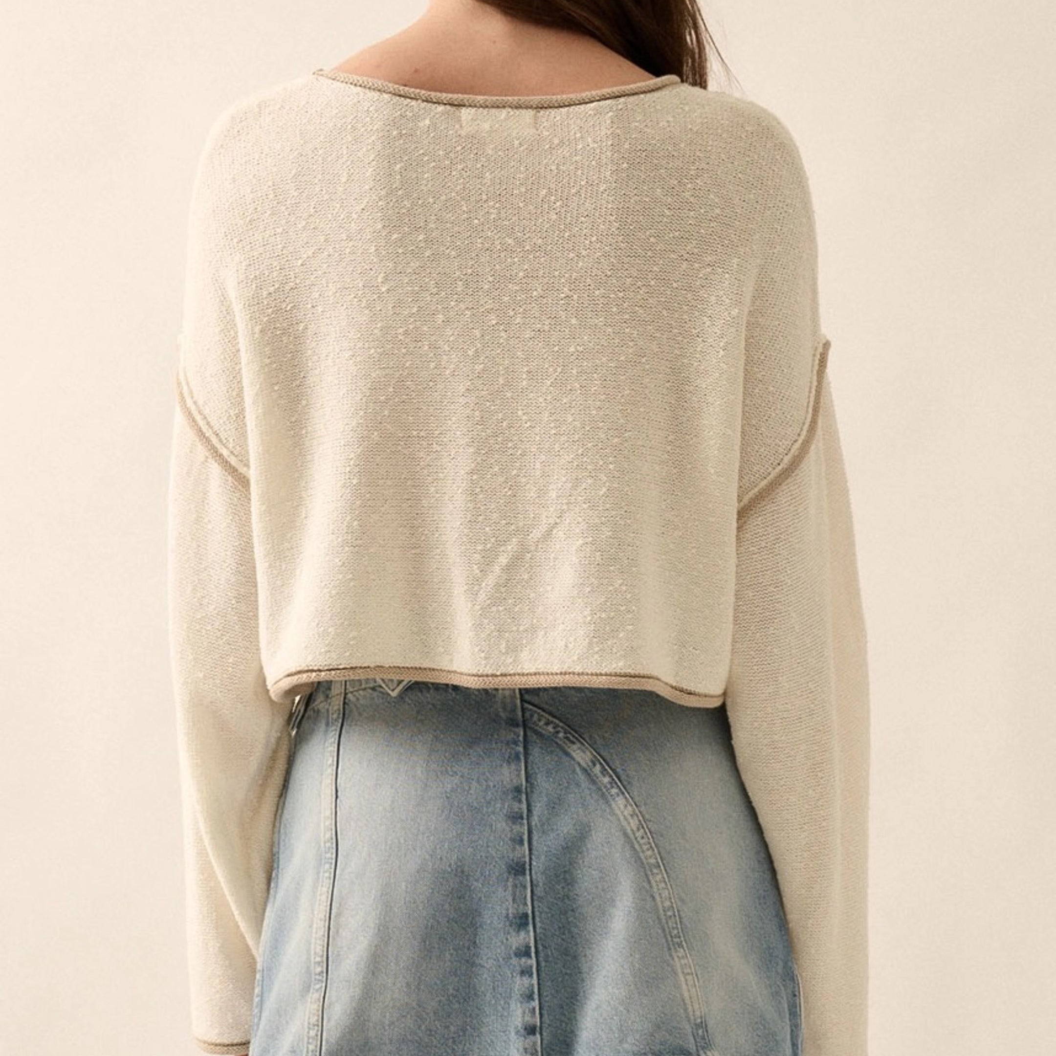 Sunday Knit Cropped Sweater | Cream