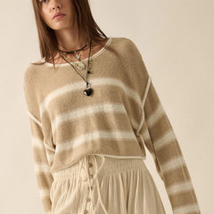 Sunday Knit Striped Cropped Sweater
