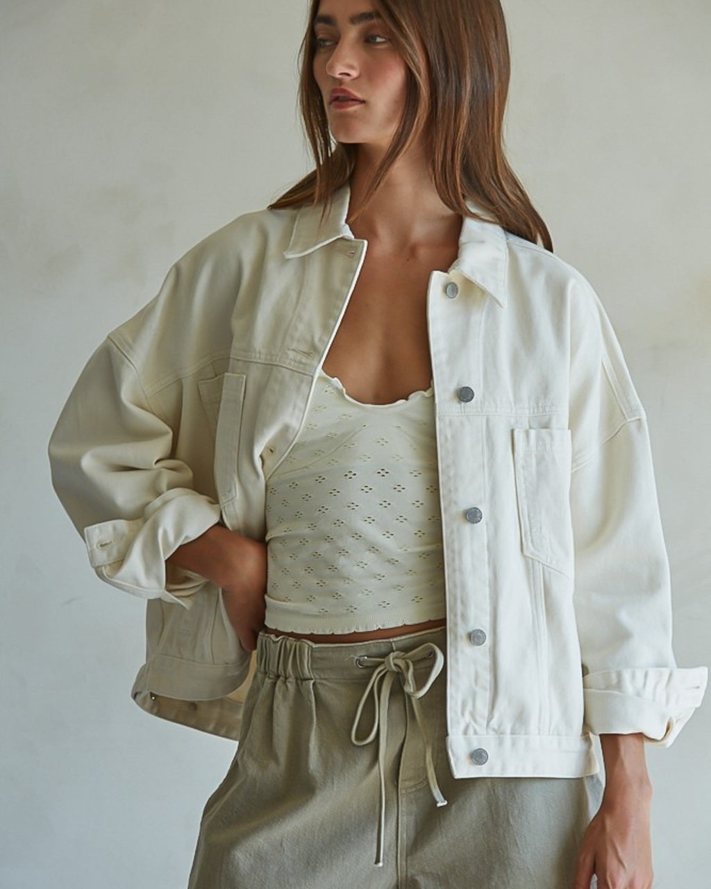 Cream Denim Jacket