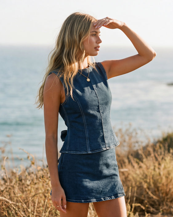 Denim Tie Back Tank