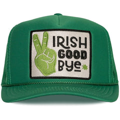 Green foam front trucker hat with Irish Goodbye embroidered patch
