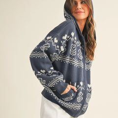 zip up nordic sweater