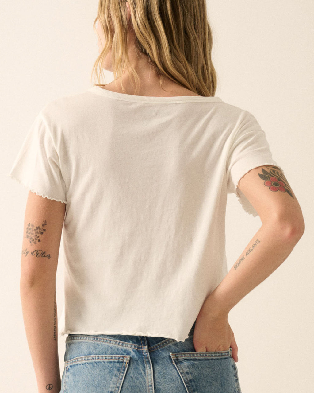 Vintage-style graphic baby tee front view