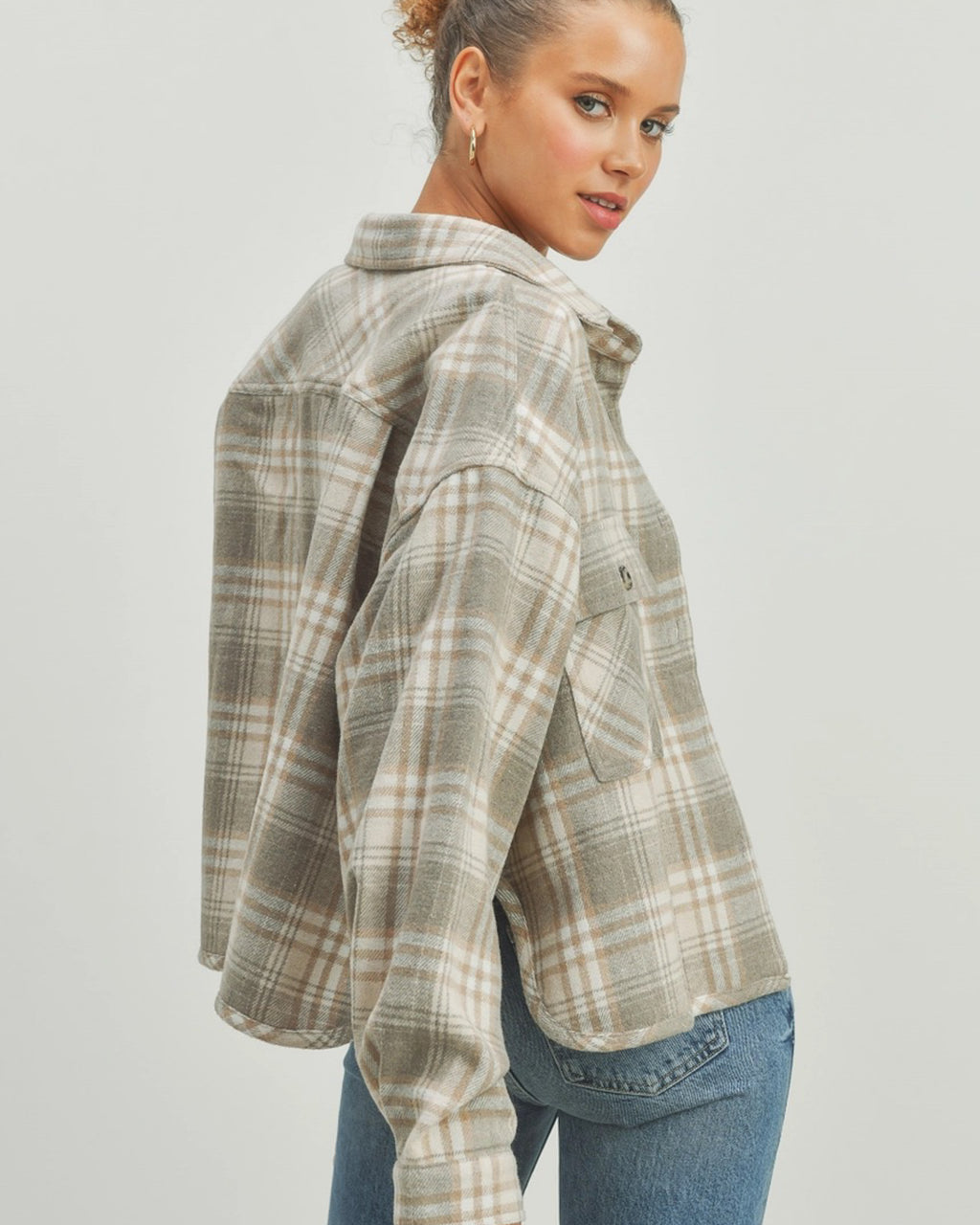 Cozy Girl Szn Cropped Flannel Shacket