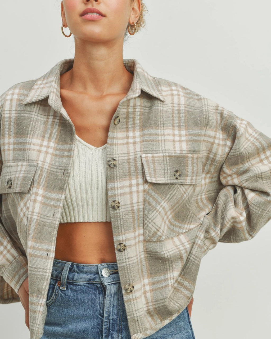 Cozy Girl Szn Cropped Flannel Shacket