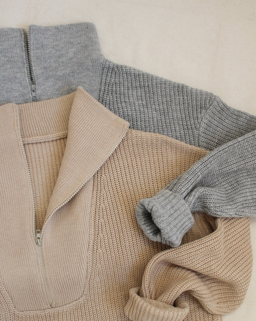 Slow Sundays Half Zip Sweater | Tan