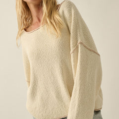Women’s relaxed fit knit sweater with contrast seams